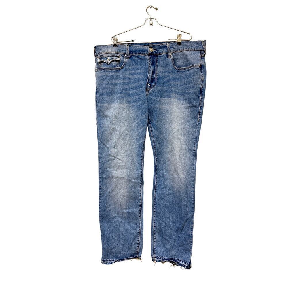 Authentic True Religion Size 42 Ricky Relaxed Straight Light Wash Blue Jean y2k